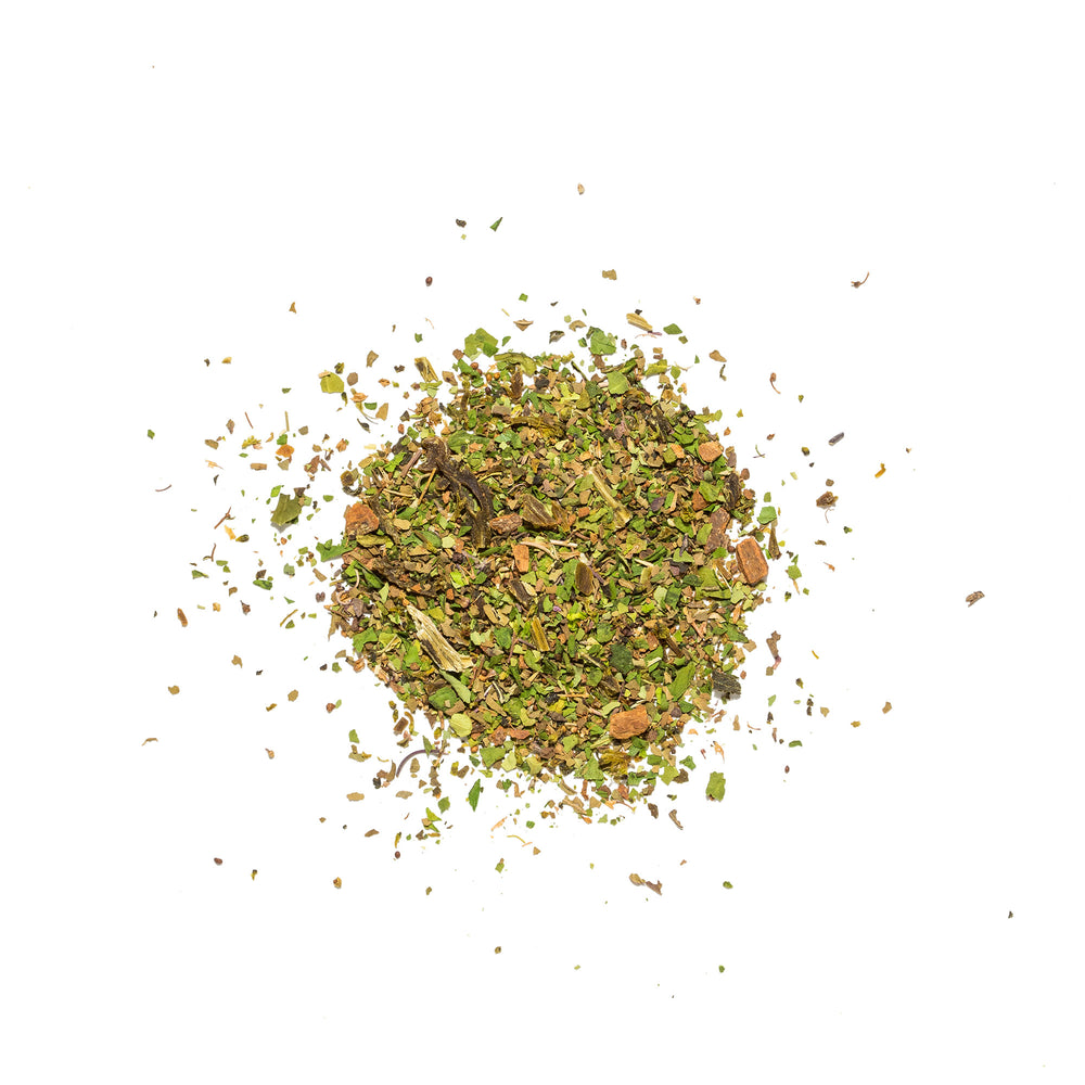 
            
                Load image into Gallery viewer, Clover Immunity Broccoli + Tulsi loose tea, adaptogenic tea herbs for stress
            
        